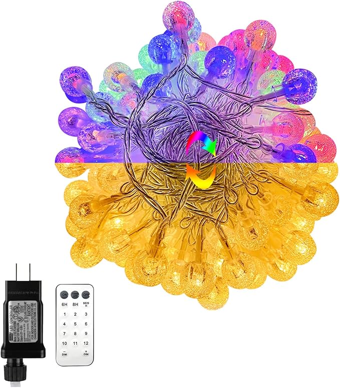 Globe String Lights 65.6 Feet 150 LED Plug in Crystal Fairy String Lights with Remote Timer 11 Modes Indoor Outdoor Hanging Globe Lights for Wedding Bedroom Classroom Patio Garden