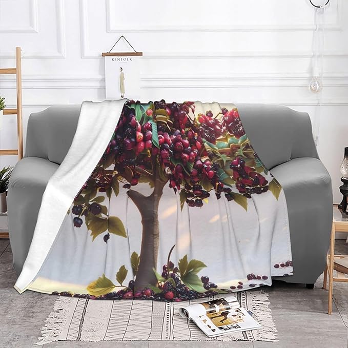 Huge Mulberries Soft Fleece Blanket 60 * 50 inch Soft Sofa Blanket Suitable for Sofa Camping Travel Night Cover Blanket
