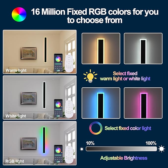 MELUCEE 2 Pack 32 Inch Long Outdoor RGB Wall Light Waterproof IP65 LED Wall Mount Lighting Fixture Outside Wall Sconce for House Garage Porch Courtyard Remote Control Included