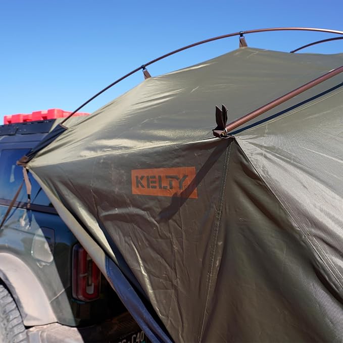 Kelty Highroads Overlanding Shelter - Universal Mount Car Camping Tent with Large Zippered Entry Aluminum Frame Adjustable Walls and Windows UV Protection Rainproof Stuff Duffel Included 2024