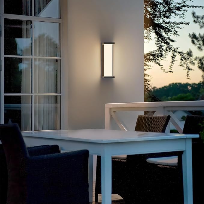 Modern Outdoor LED Wall Light Fixture 36W LED Matte Black Porch Light Waterproof Aluminum Acrylic Shade Outdoor Wall Lanterns for House Hallway Garage Patio