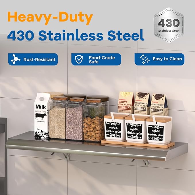 Stainless Steel Folding Shelf 36 x 12 for Food Truck Fold Down Concession Shelf for Serving