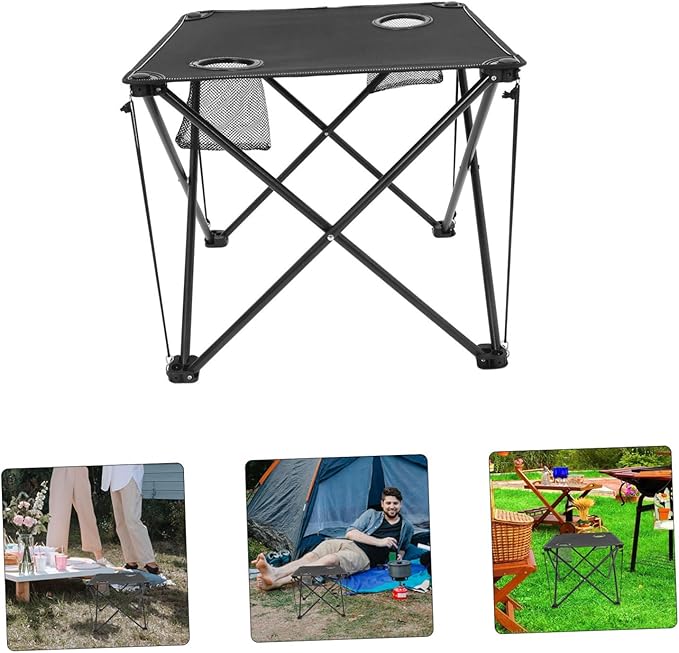 UPKOCH Portable Outdoor Folding Table Lightweight Camping Picnic Table Cup Holders for Beach BBQ and Outdoor Activities