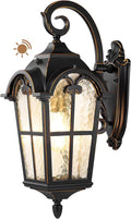 EDISHINE Dusk to Dawn Outdoor Wall Lights 20.4 Large Size Exterior Lantern Fixture Porch Lights Wall Mount Roman Wall Lamp Waterproof Outside Wall Sconce for Front Door Garage Black