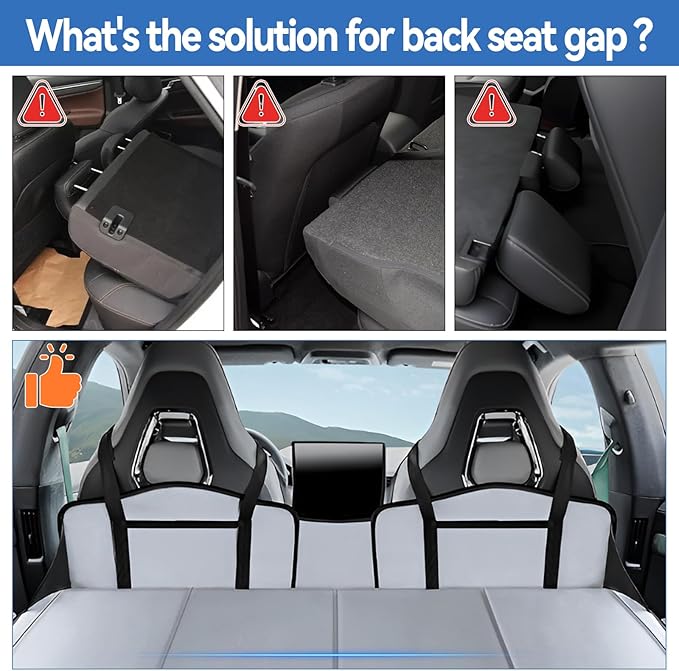 Car Rear Seat Mattress Extension Plate Foldable Car Mattress Portable Mattress for Sleeping Increase Travel Space Mattress Accessories for SUV Trunk Model Y/3 (Grey)