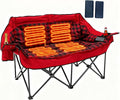 Heated Double Camping Chair with 2 Battery Padded Camping Couch with 3 Heat Levels and 4 Heating Zones Oversized Camp Loveseat Support 800lbs for Soccer Games Tailgating RV Travel Beach Days