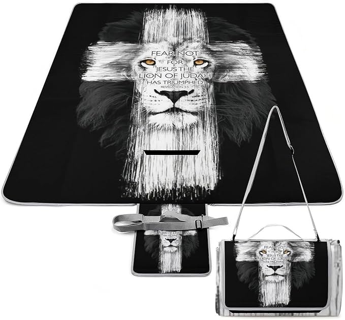 Jamaican Lion of Judah Rasta Lion King Waterproof Outdoor Picnic Blanket Sandproof Beach Mat for Camping Hiking Grass Travelling