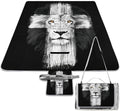 Jamaican Lion of Judah Rasta Lion King Waterproof Outdoor Picnic Blanket Sandproof Beach Mat for Camping Hiking Grass Travelling