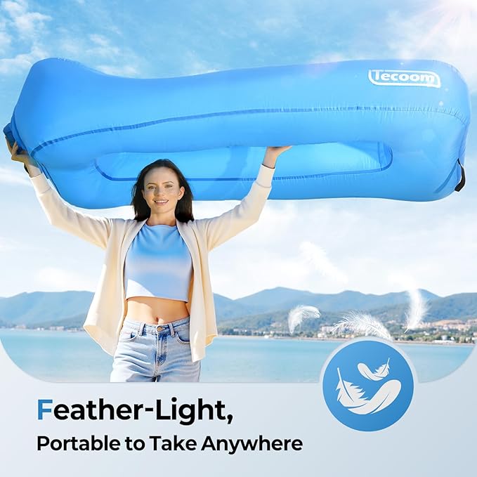 Tecoom Inflatable Lounger Couch Sun Air Sofa Hammock Waterproof Blow up Beach Chair 2 Person Glamping Accessories for Camping Hiking Traveling Movies Night Music Festival Indoor Outdoor Matches