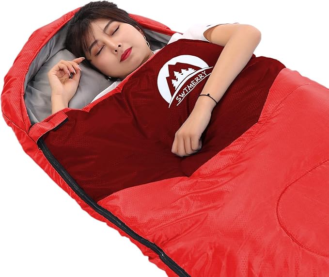 SWTMERRY Sleeping Bag 3 Seasons (Summer Spring Fall) Warm &amp Cool Weather - LightweightWaterproof Indoor &amp Outdoor Use for Kids Teens &amp Adults for Hiking and Camping