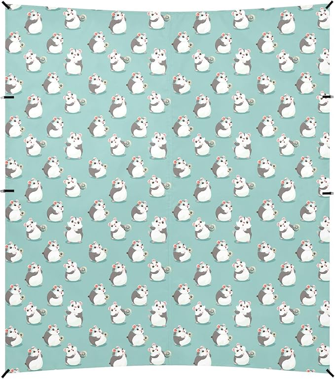 ALAZA Cute Hamsters Cartoon Beach Tent Sun Shelter UPF50+ Protection Beach Shade Canopy w/ 4 Sandbags for Outdoor Camping Fishing Backyard Fun Picnic 10x9 ft