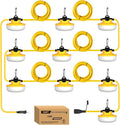 YXL 130W 16000LM Construction String Lights Temp Lighting 100FT Industrial LED Work String Lights IP65 Waterproof Super Bright for Construction Sites Temporary Work Jobsites Outdoor Lighting