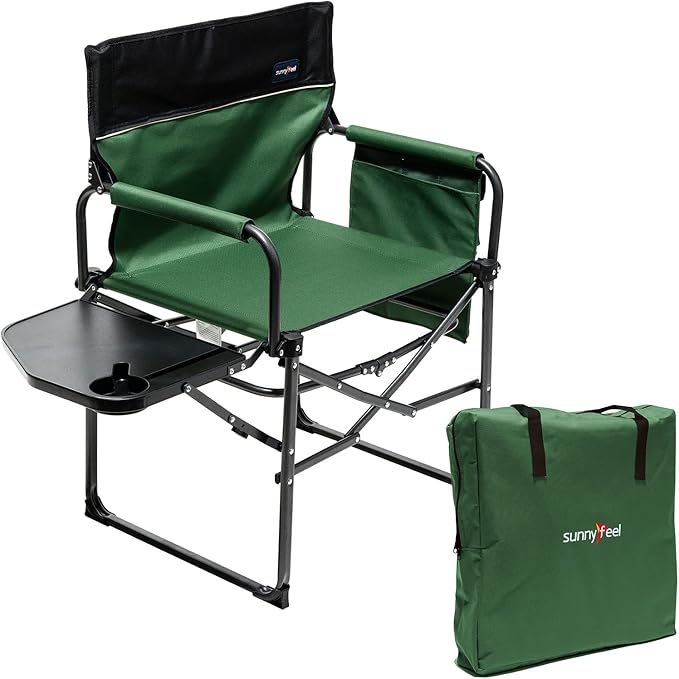 SUNNYFEEL Camping Directors Chair Heavy DutyOversized Portable Folding Chair with Side Table Pocket for Beach FishingTripPicnicLawnConcert Outdoor Foldable Camp Chairs