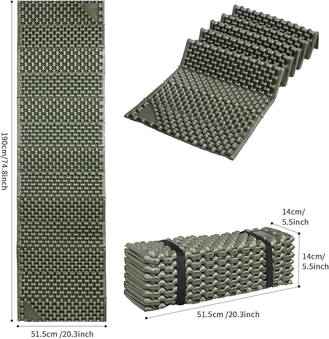 Foam Camping Pads for Hiking Ultralight Closed Cell Mattress Waterproof Soft Mat for Adults Wide Picnic Yoga Mats Folding Sleeping Pad for Outdoor Backpacking