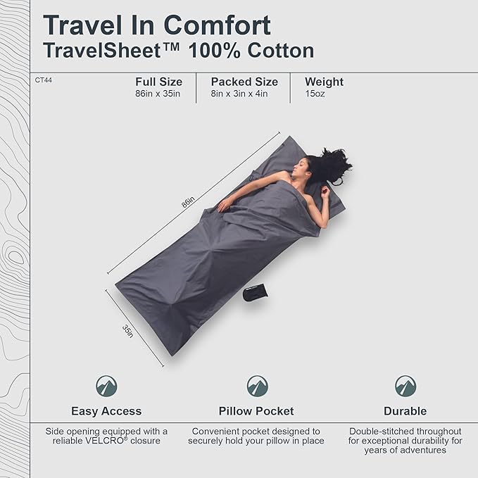 COCOON - Premium - TravelSheet - - Cotton - Monk's Red - Regular