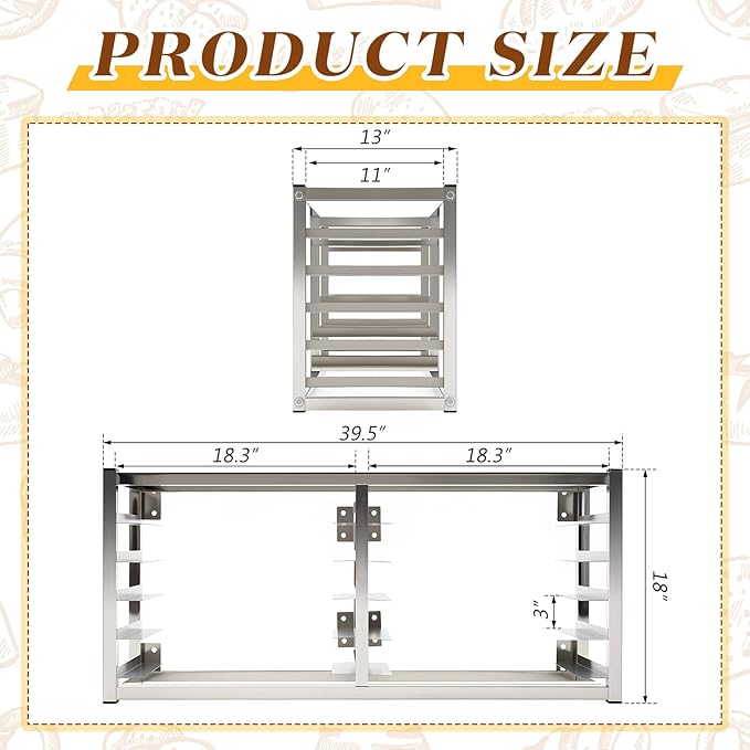 Wall Mounted 5 Tier Half Sheet Pan Rack – Extra Long 40” Heavy Duty Commercial Bun Rack 40 x 13 x 18 Fits 10 Half Size Sheet Pans Aluminum Baking Tray Organizer for Bakery Restaurant Catering