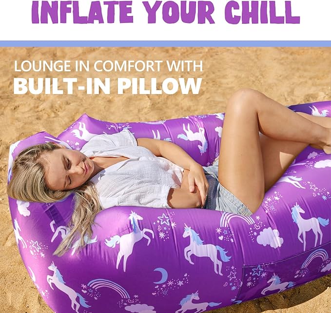 AlphaBeing Inflatable Lounger Beach Chair Accessories Air Sofa Hammock Inflatable Couch for Camping Backyard Lakeside with Compression Sacks Ideal Outdoor Gifts for Adults