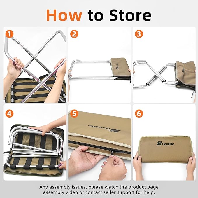 Camping Stool 16in Tall Portable Folding Stool with Carry Bag Upgraded Ultralight Chair with Roomy Seat for Adults Holds 280lbs Ideal for Hiking Fishing Outdoor Use Brown