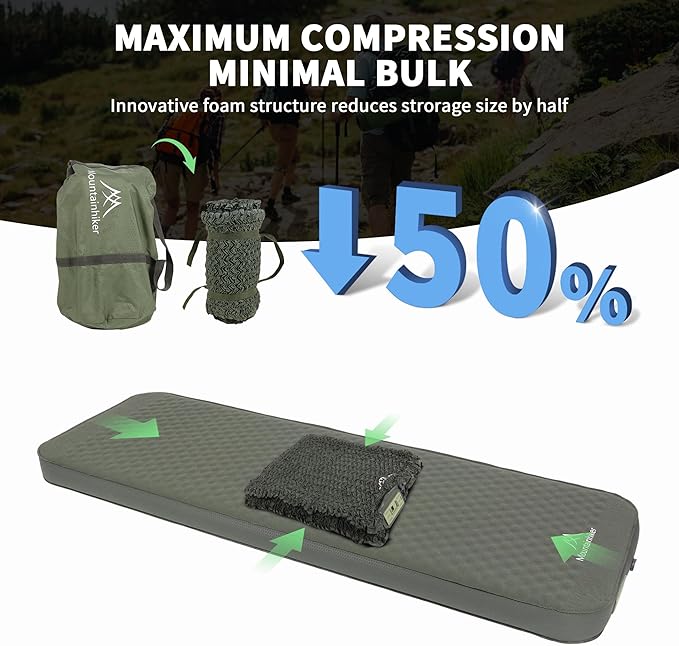 Self Inflating Sleeping Pad with Electric Pump 4 Ultra-Thick Memory Foam Camping Pad 40s Fast Inflating Camping Mattress Pad 4-Season Insulated Camp Sleeping Mat for Outdoor/Travel/Tent (Single)
