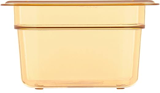Carlisle FoodService Products StorPlus High-Heat 1/6-Size Food Pan 4 Deep Food Storage Container with 1.7 Quart Capacity High Heat Plastic 1/6 Size Amber (Pack of 6)