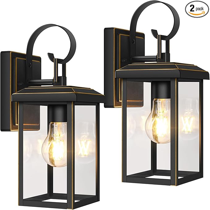 BesLowe 2-Pack Outdoor Wall Light Fixtures Exterior Lighting Fixtures Wall Mount Waterproof Porch Lights Outdoor Wall Sconces Lanterns Modern Outside Lights for House Front Door Garage Bronze