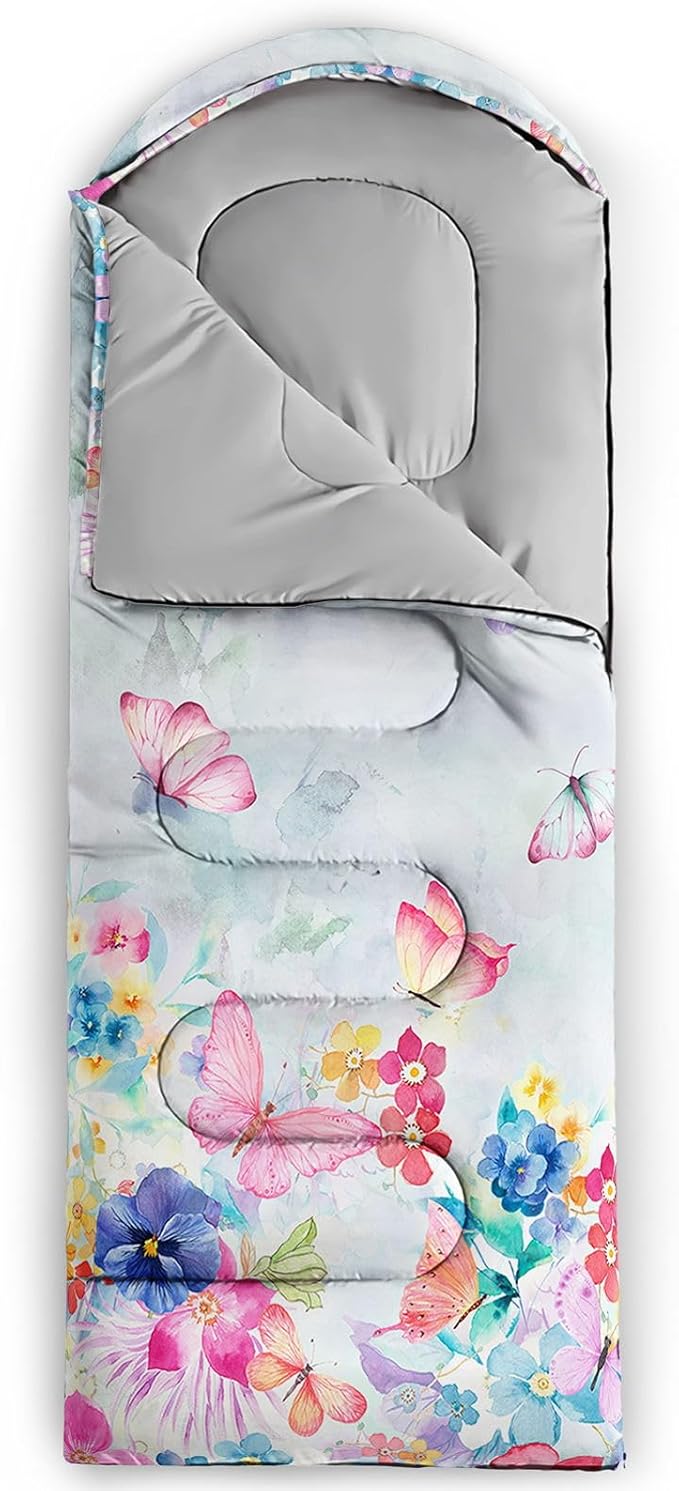 Kids Sleeping Bag for Boys GirlsCheckerboard Cat Print-Lightweight Warm Portable Outdoor Indoor-Waterproof Cold Weather Resistant Sleeping Bag for Camping Hiking