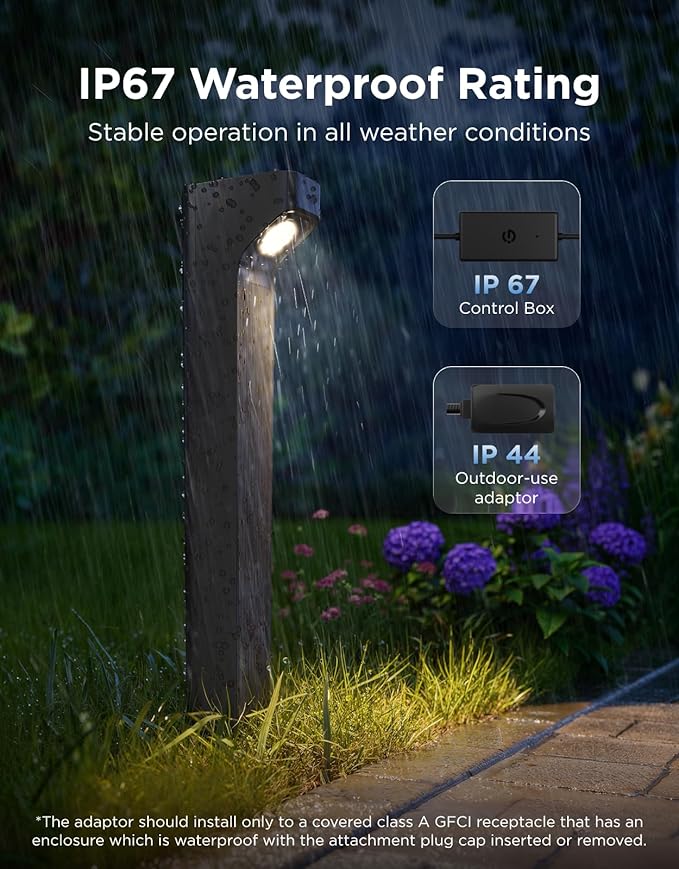Govee Outdoor Pathway Lights 2 Lite 4 pack IP67 Waterproof 16 Million Colors 60+ Scene Modes Patio Lights for PathLandscape Lighting Outdoor Decor Compatible with Alexa Google Assistant Matter