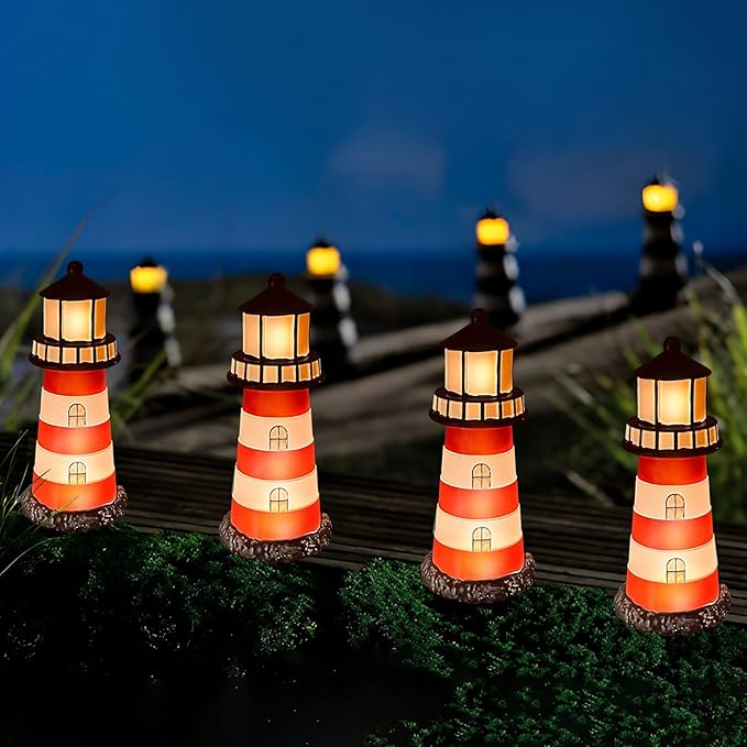 5 Pack Lighthouse GiftsHokfirm Solar Garden Lights Outdoor Garden Stake IP65 Solar String Lights Outdoor Waterproof (Red)