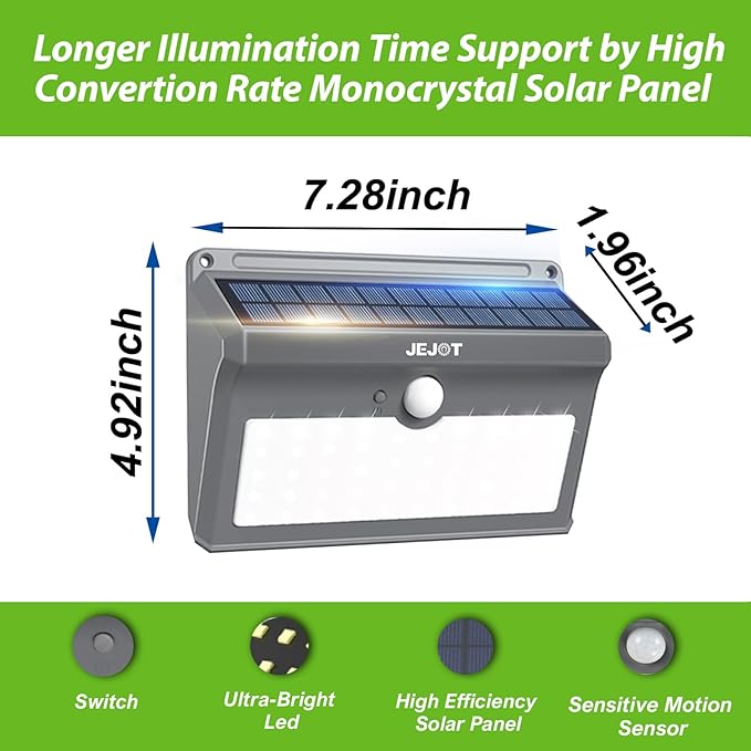 6 Pack Solar Motion Lights Outdoor Waterproof 270° Wide Angle3 Modes Solar Wall Lights Anti Glare Solar Powered Flood Lights for Fence Garage Garden Patio Yard