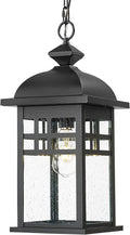 Emliviar 20 Farmhouse Outdoor Pendant Light Large Outdoor Hanging Light for Porch Gazebo Black Finish Aluminum with Seeded Glass Shade DE279H-M BK