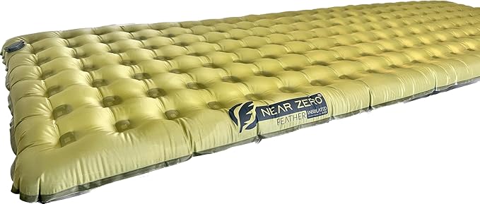 NEAR ZERO Blow Up Mattress for Camping Gear - Inflatable Sleeping Pad with R-Value of 3.7 Dual-Plated Aluminum Soft and Noise-Free Sleep Reliable Valve Sleeping Mattress for Camping Tent.