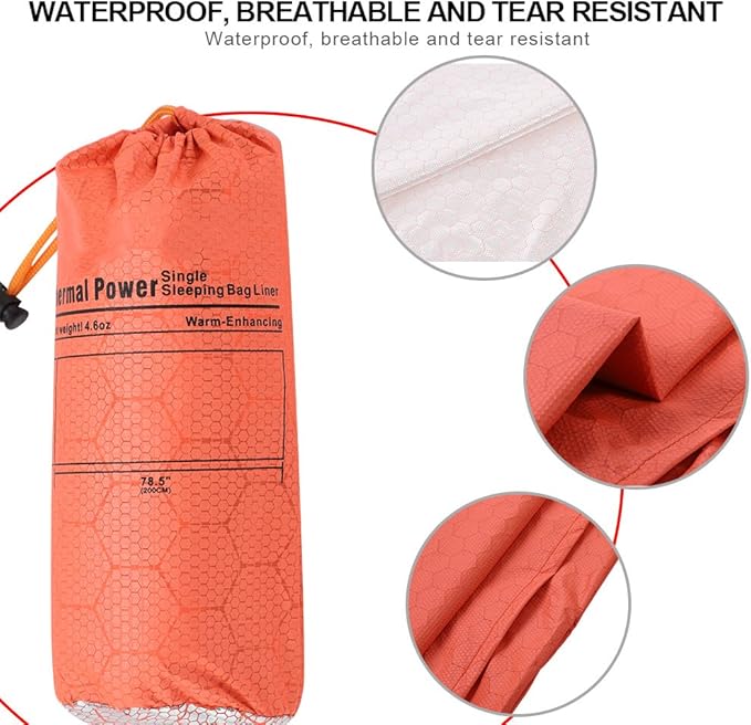 Emergency Survival Sleeping Bag | 80% Body Heat Retention in Cold Weather | Weatherproof &amp Reflective Orange Design | Lightweight 122g for Camping/Hiking/Mountaineering