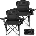 FUNDANGO Oversized Camping Chair for Adults Heavy Duty Portable Foldable Lawn Chair with Padded Seat &amp Back Lumbar Support 4-can Cooler &amp Cup Holder Carry Bag Included for Outdoor