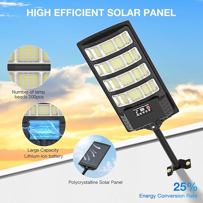Solar Street Lights Outdoor Waterproof400W 320°Wide Angle Flood Light LED Solar Parking Light with Motion Sensor and Remote Control for Outdoor Streets CourtyardsParking Garages-1Pack