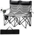 Double Camping Chair with High Back Heavy Duty Folding Loveseat with Pillow&amp Storage Bag for 900lbs Capacity Oversized 2-Person Folding Camp Chair Double Seat for Soccer Games Beach Travel Outd