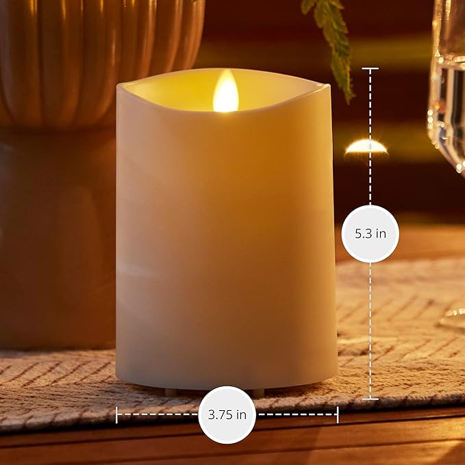 Luminara Outdoor Flameless LED Coloring Changing Candle Melted Edge 3.75 x 5.3 Real Moving Flame Battery Operated Timer Plastic Weather-Resistant