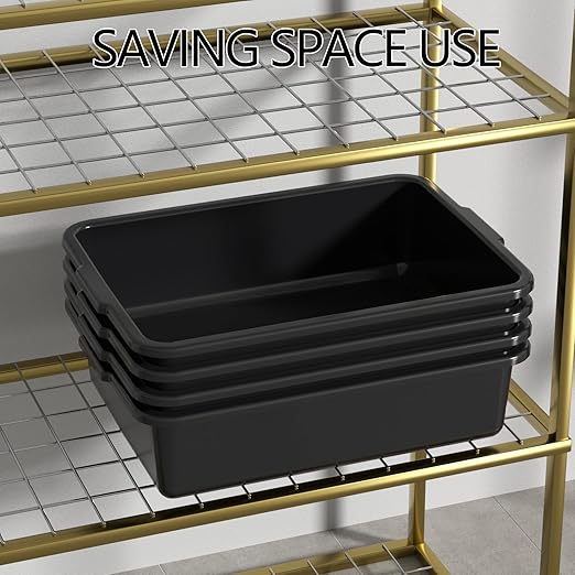 35 L Plastic Large Commercial Bus Tubs Food Service Tubs Black 4 Pack