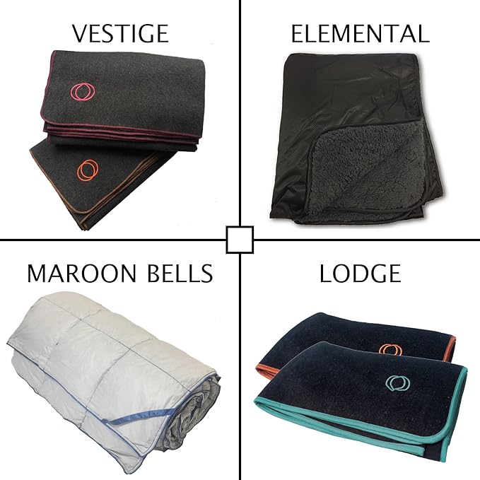 Maroon Bells Water Resistant Camping Blanket 600 Fill Power Duck Down 54 x 80 Camping Hiking