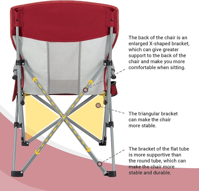 KingCamp Oversized Heavy Duty Outdoor Camp Lightweight Portable Lawn Chair Sturdy Steel Frame Supports 300 lbs with Cup Holder for Sports Fishing Picnic one Size Blue&ampGray