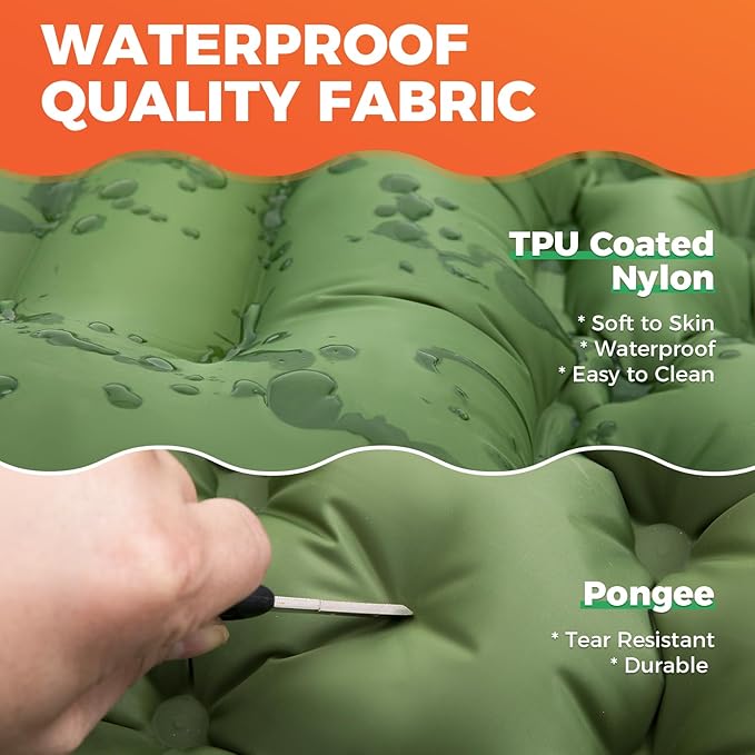 KingCamp Sleeping Pad for Camping Ultralight Connectable Inflatable Sleeping Pad Camping Mattress with 6.3 Built-in Pillow &amp Foot Pump for Backpacking Hiking Tent Cot