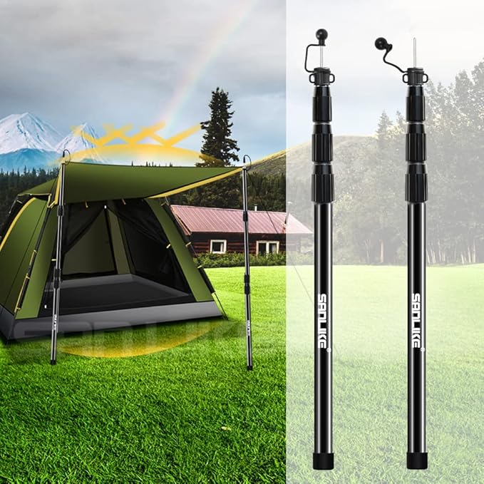 Tent Poles for Tarp 8.2' Fiberglass Tarp Poles Set of 4 Tent Poles Replacement Telescoping Pole Canopy Poles Camping Poles for Rooftop Tents Trekking Pole Tent for Rain Fly Camper Awning