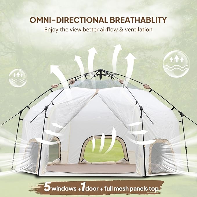 Chihee Camping Tents Pop-Up Stand-up Tent Family Cabin Tent with Awning Porch 3-Person Outdoor Shelter with Screen Room Large Capacity Waterproof and Windproof Easy SetupTraveling Hiking Picnic