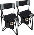 REDCAMP 2 Pack Tripod Camping Chairs Folding Lightweight Portable 3 Legged Tripod Stool Seat with Backrest Small Golf Chair Compact for Adults Fishing Hunting Black