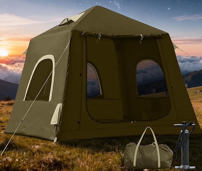 Inflatable Tents for Camping2/4 Person Easy Setup Blow Up Tents for 4 Seasons Waterproof InflatableTent for Camping Air Glamping Tents for Camping Adult
