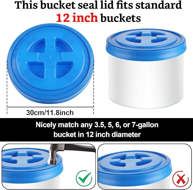 4 Pieces 5 Gallon Leak-Proof Bucket Lid Food Grade Plastic Storage Buckets Screw Seal Lids Screw Pail Lid Pet Food Storage Chicken Feeders Paint Storage Compatible with Gamma (Color)