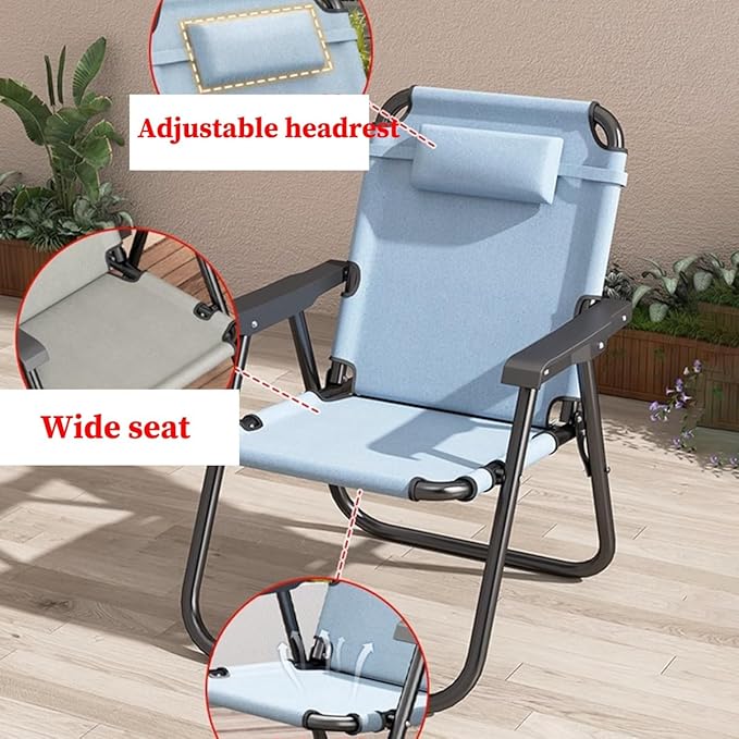 Outdoor Folding Dining Chairs Folding Lawn Chairs Camping Beach Chair Foldable Outdoor Sling Chairs Portable Chairs for Patio Backyard Camping and Porch (Color : /Blue Size : with Foo
