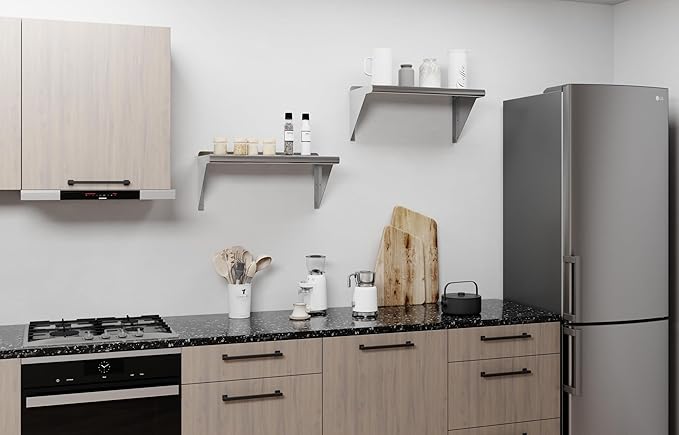 AmGood 12 in. x 24 in. Stainless Steel Wall Shelf | NSF | Metal Shelving | Garage Laundry Storage Utility Room | Restaurant Commercial Kitchen