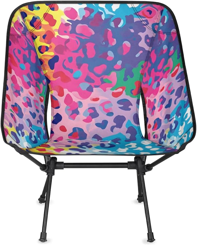 Honeybaby Folding Camping Chair Colorful Leopard Print Camping Chairs Lightweight Portable Chair Outdoor Foldable Chairs for Camping Travel Picnic Beach Hiking