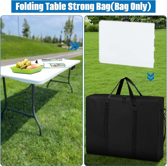 SIRUITON Folding Table Storage Bag Portable 600D WaterProof Carry Bag for Folding Picnic/Camp Tables with Reinforcing Plate &amp Shoulder Strap 36 D x 30 W x4.7 H Fits 6FT Folding Tables（Bag Only