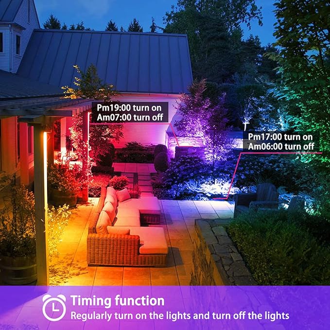 Led Flood Light Outdoor 50W RGB Color Changing Landscape Lighting with Remote Timing - 12 Colors - 4 Modes IP66 Waterproof US 3-Plug MELPO (Pack of 4)